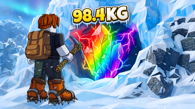 Miner facing a lightning-wreathed crystal high on the mountain